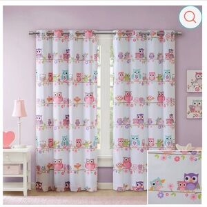 Twin Owl Floral Themed Quilt 1 Pillow sham & 2 blackout Curtains 60” long x 48”